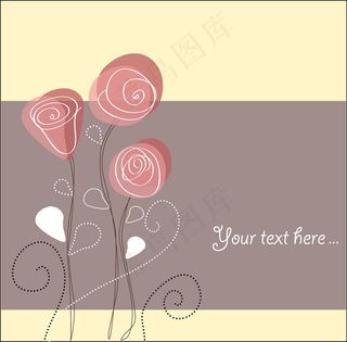 粉红玫瑰花手绘插画