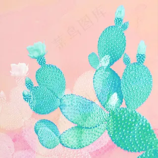 手绘水彩效果仙人掌插画