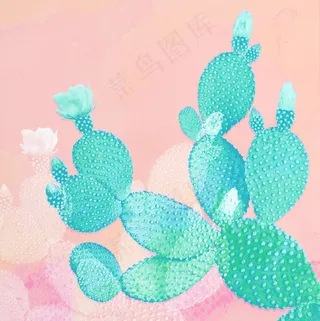 手绘水彩效果仙人掌插画