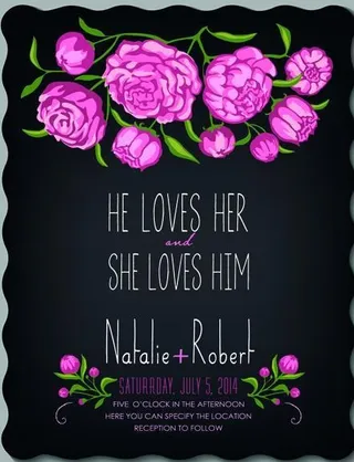 浪漫鲜花婚礼请柬向量集03