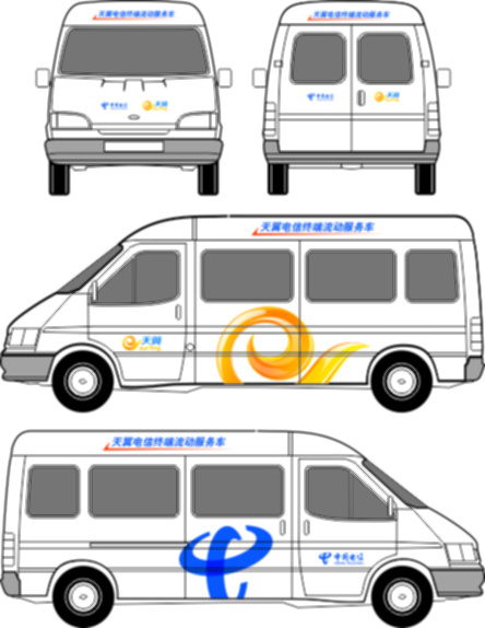 电信车车贴cdr矢量模版下载