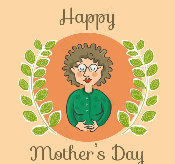 彩绘母亲节日祝福卡矢量素材