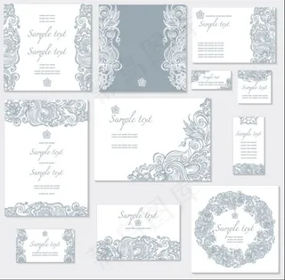 精致花纹卡片01—矢量素材