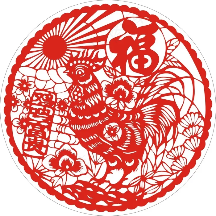鸡年窗花春节剪纸cdr矢量模版下载