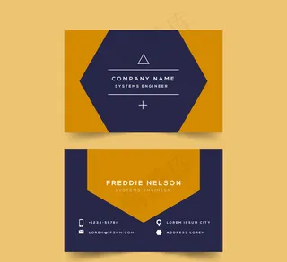 简洁商务名片正反面设计矢量图