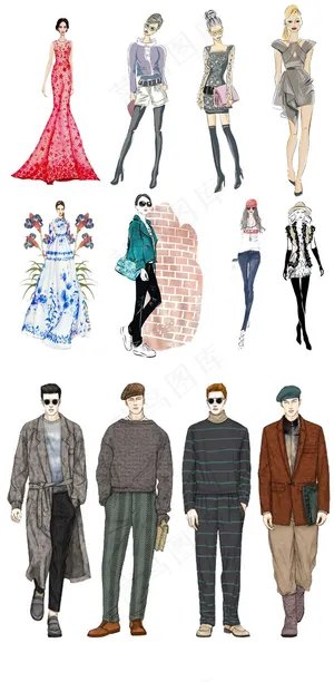 手绘帅哥手绘模特卡通美女