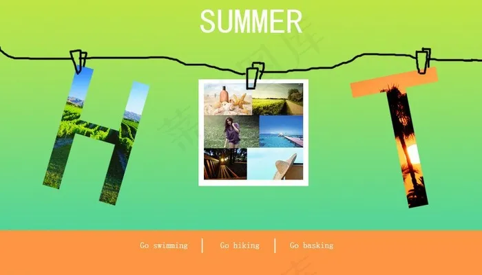 网页设计夏天图片psd模版下载