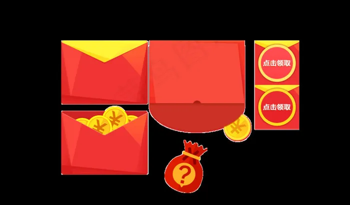 红包素材组合图片psd模版下载