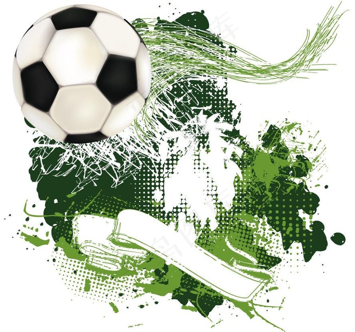 动感线条墨迹足球背景图片