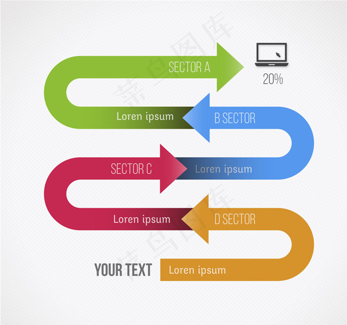 弯曲箭头商务信息图矢量素材图片