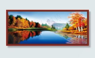 唯美秋天风景画PSD图片