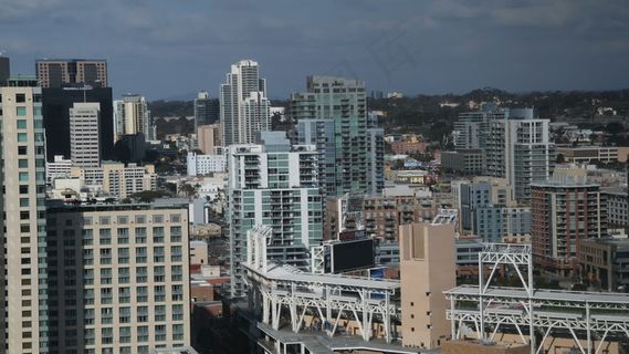 圣迭戈城市天际线的延时一天慢的平移...