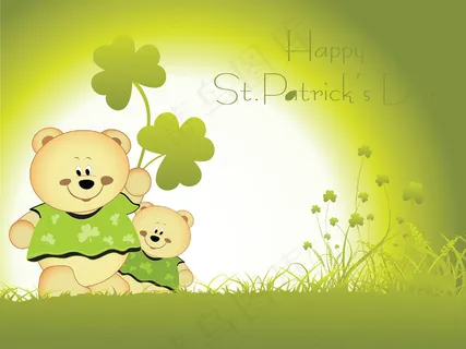 两个卡通熊在草坪上