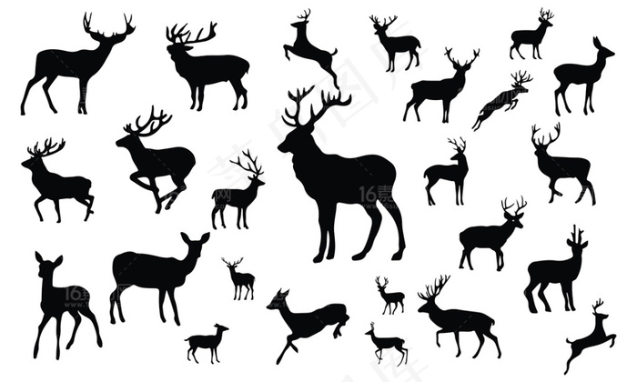 动物剪影插画设计矢量素材