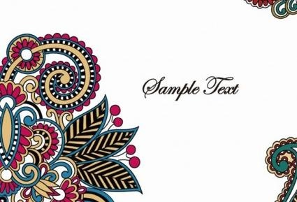 复古花纹卡片背景矢量图形