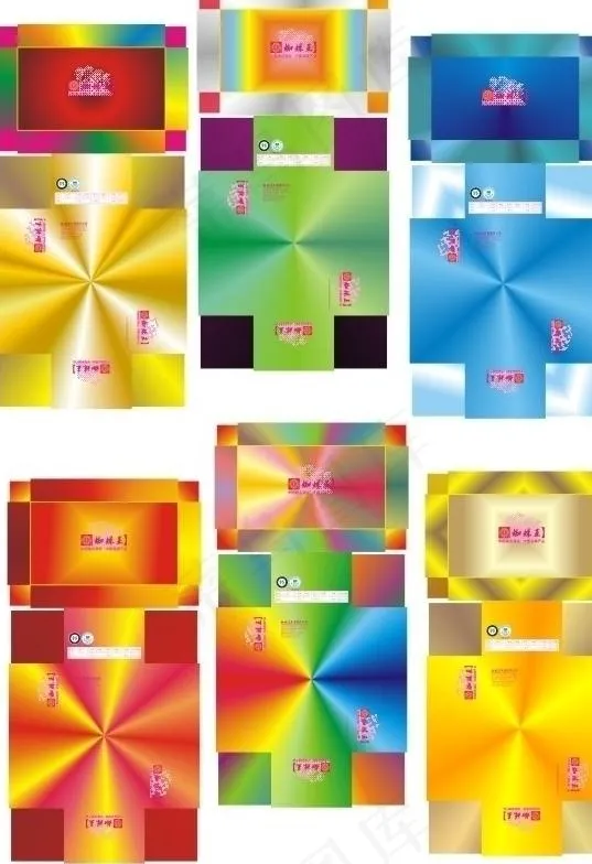 彩虹鞋盒包装系列图片cdr矢量模版下载