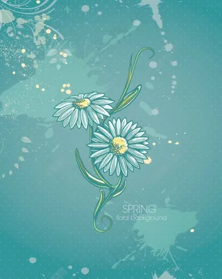 春天开花的花卉背景矢量插画