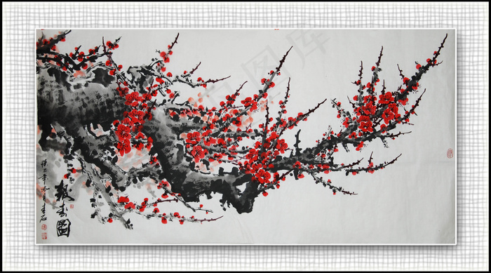 青石国画梅花图片