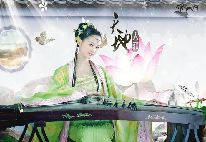 古典美女图片(2362X1772(DPI:300))psd模版下载