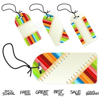 精致彩纹吊牌矢量素材