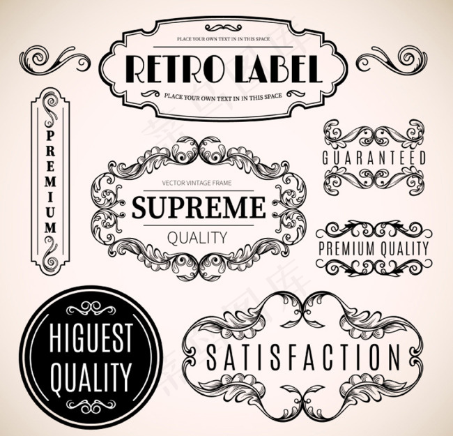 剪纸对称花纹矢量素材 AI