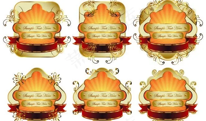 欧式花纹吊牌矢量素材图片eps,ai矢量模版下载