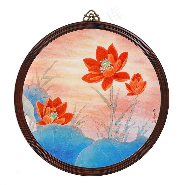 中式壁挂 荷花图图片