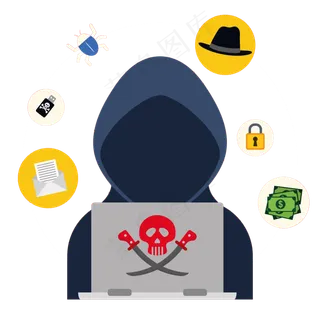 卡通黑客网络安全png设计素材