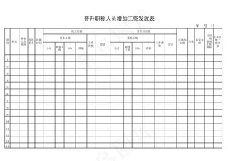 晋升职称人员增加工资发放表