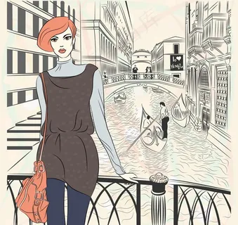 时尚美女 手绘少女图片