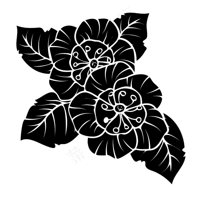 黑色的花朵形状设计eps,ai矢量模版下载
