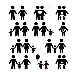 黑色家庭人物图标