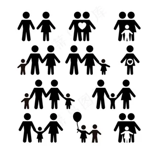 黑色家庭人物图标