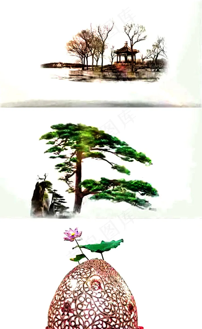 高清水墨中国风景画片头视频