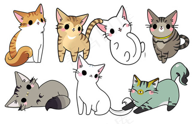 手绘卡通小猫图片大会psd素材下载psd模版下载