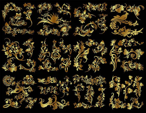 金色花纹矢量素材ai矢量模版下载