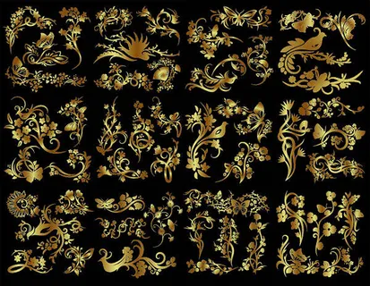 金色花纹矢量素材 金色花纹矢量素材