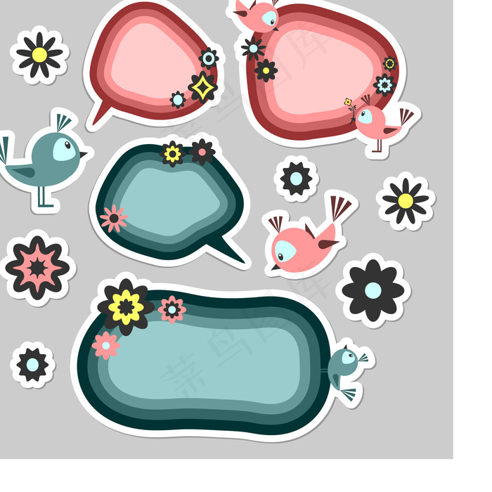 可爱卡通标签矢量素材2