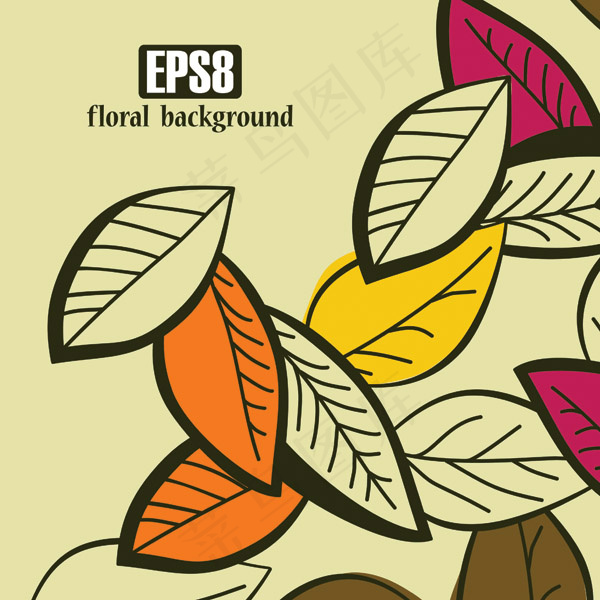 简约叶子线条矢量设计