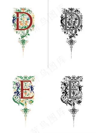 花式英文字母设计矢量素材