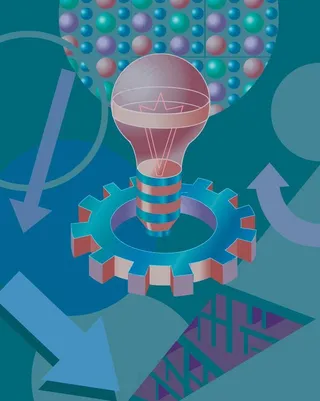 动感箭头灯泡齿轮商务科技背景图片