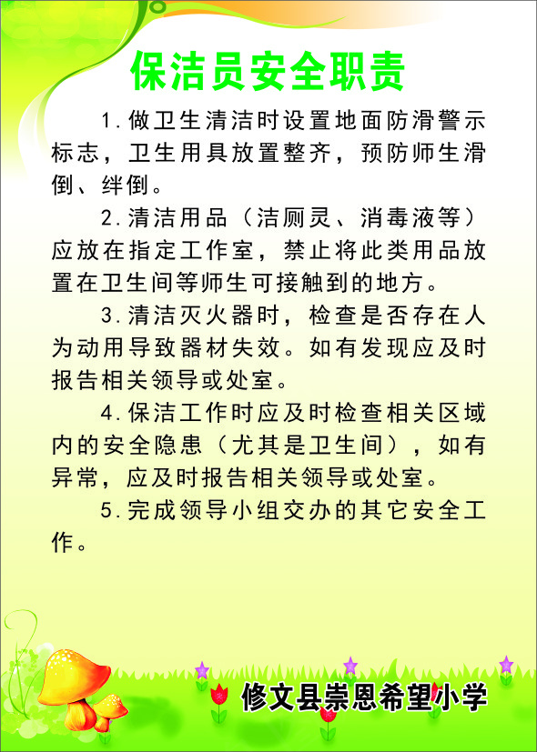 保洁员安全职责cdr矢量模版下载
