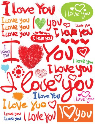 情人节矢量素材手绘英文字体