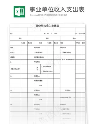 事业单位收入支出表格