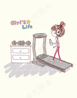 健身女孩场景插画