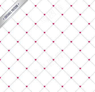 玫红爱心菱形格背景矢量素材.