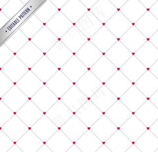 玫红爱心菱形格背景矢量素材.