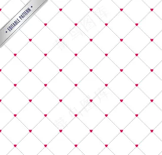 玫红爱心菱形格背景矢量素材.