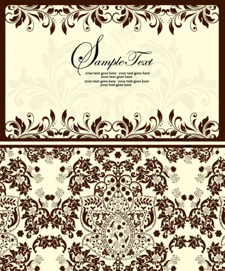 欧式花纹邀请卡设计矢量素材