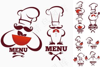 西餐厨师标志矢量素材